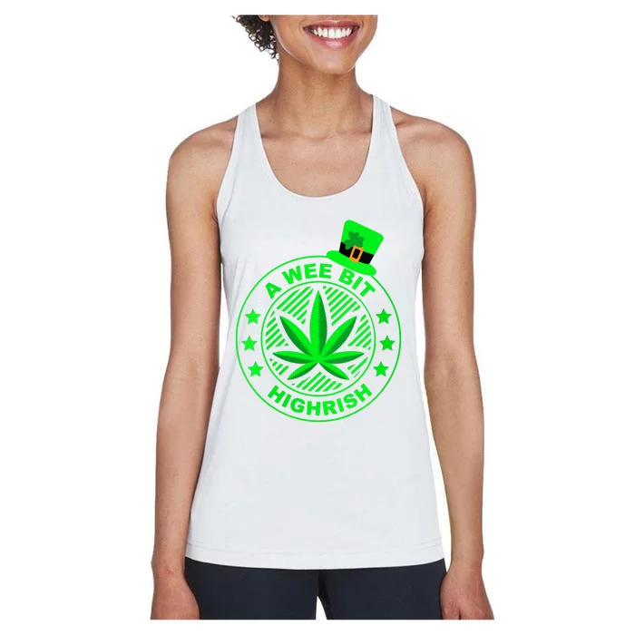 A Wee Bit Highrish Funny 420 Weed Marijuana St Patricks Day Vneck Women's Racerback Tank