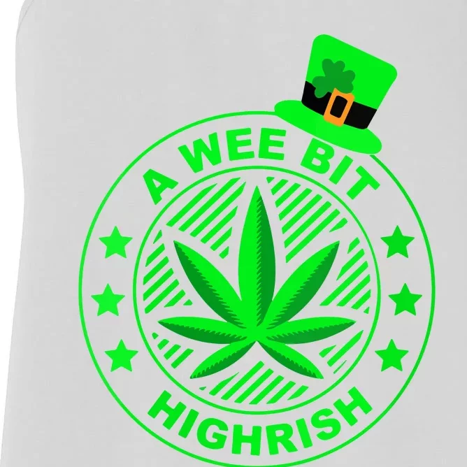 A Wee Bit Highrish Funny 420 Weed Marijuana St Patricks Day Vneck Women's Racerback Tank