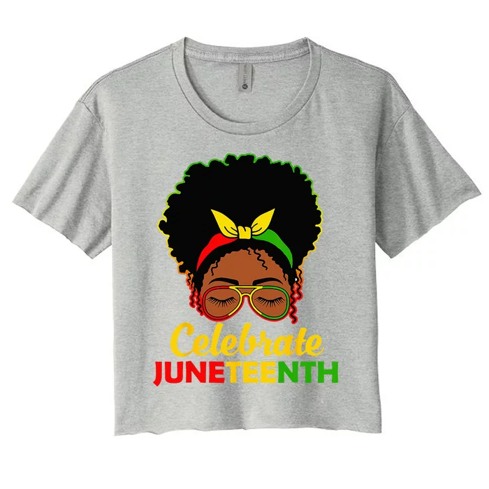 Afro Woman Black Queen African American Women Juneteenth Women's Crop Top Tee