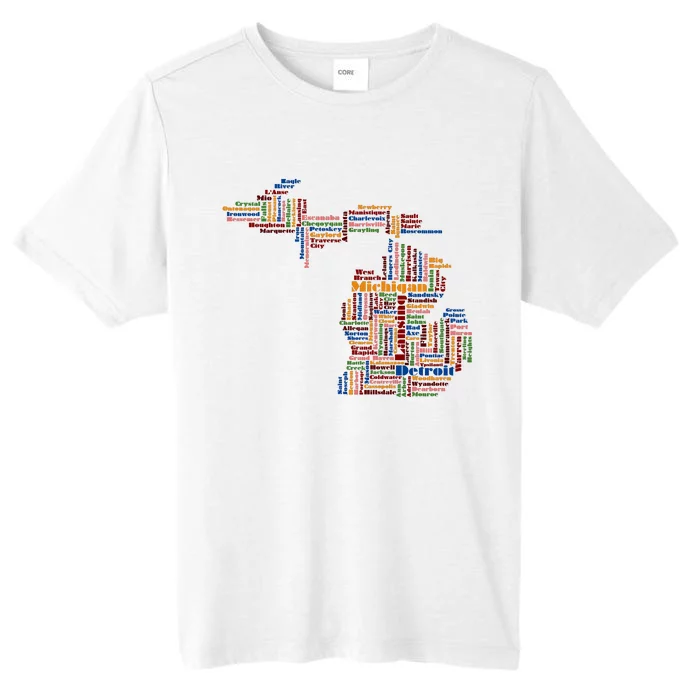 Abstract Word Cloud Map Of Michigan State ChromaSoft Performance T-Shirt