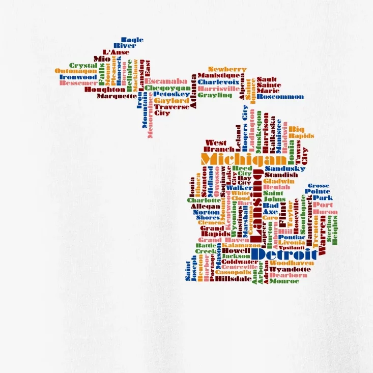 Abstract Word Cloud Map Of Michigan State Toddler T-Shirt