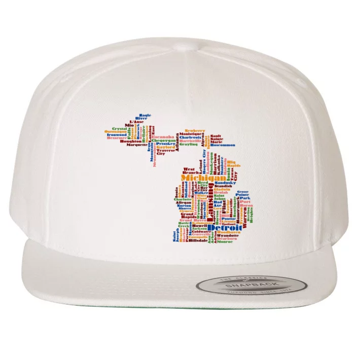 Abstract Word Cloud Map Of Michigan State Wool Snapback Cap