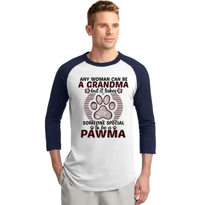 Any Woman Can Be A Grandma Dog Pawma Gifts Baseball Sleeve Shirt