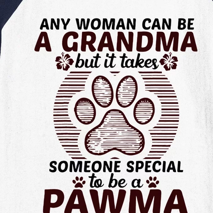 Any Woman Can Be A Grandma Dog Pawma Gifts Baseball Sleeve Shirt