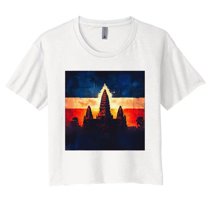 Angkor Wat Cambodia Explore Ancient Temples Women's Crop Top Tee