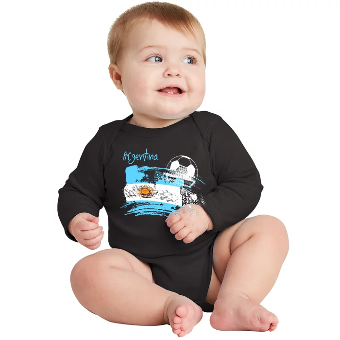 Argentina World Champion Football For Lover Gift Trending Baby Long Sleeve Bodysuit