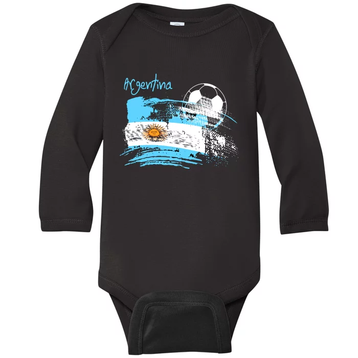 Argentina World Champion Football For Lover Gift Trending Baby Long Sleeve Bodysuit