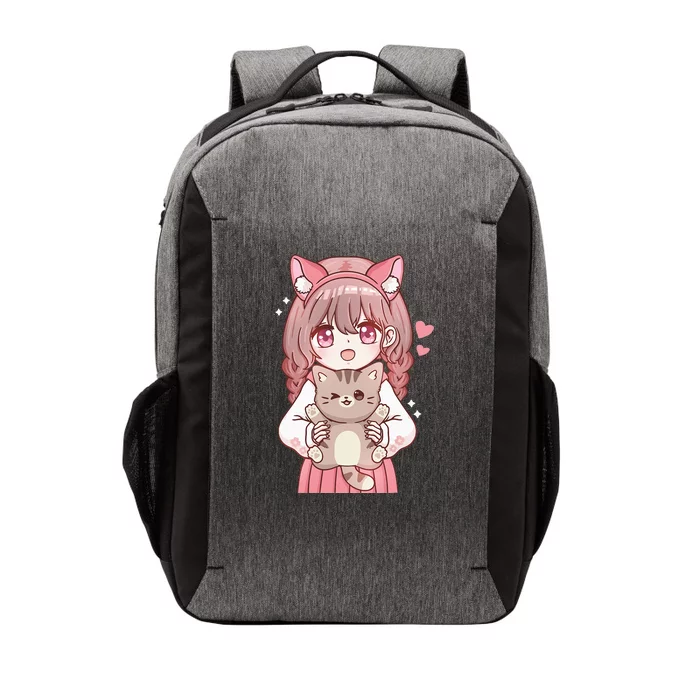 Anime With Cat Kawaii Cat Lover Otaku Vector Backpack