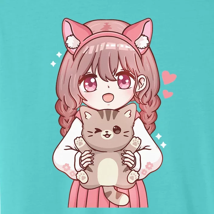 Anime With Cat Kawaii Cat Lover Otaku ChromaSoft Performance T-Shirt