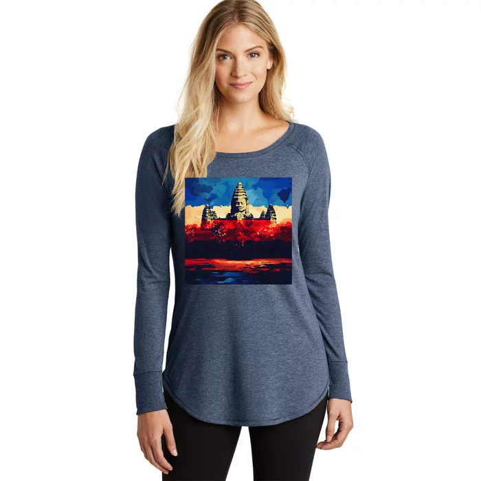 Angkor Wat Cambodia Explore Ancient Temples Women's Perfect Tri Tunic Long Sleeve Shirt