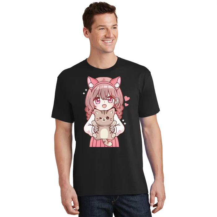 Anime with Cat Kawaii Cat Lover Otaku T-Shirt