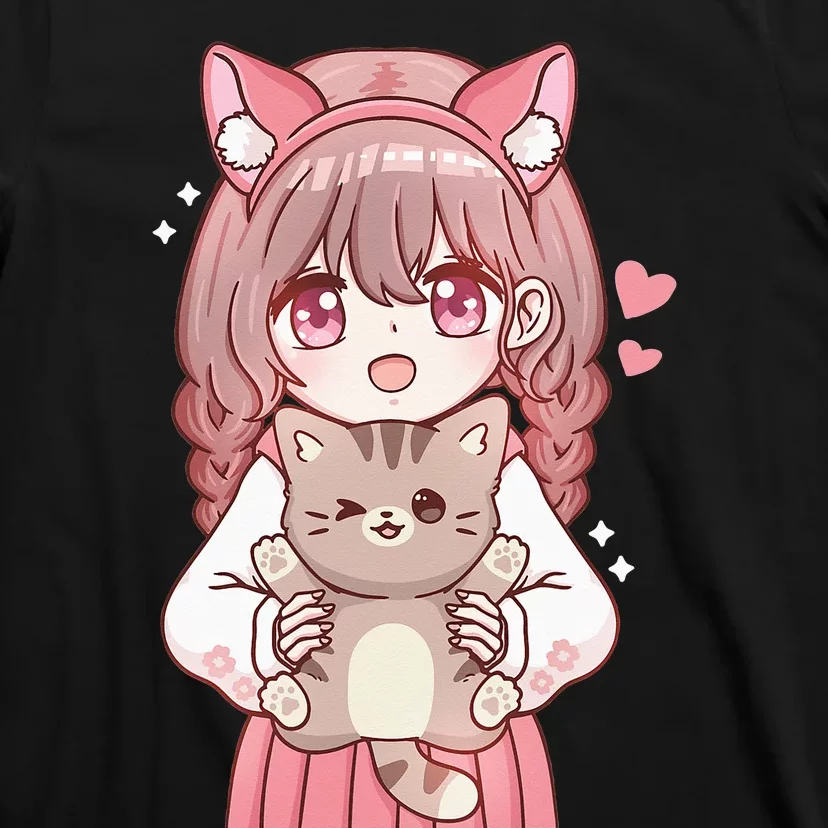 Anime with Cat Kawaii Cat Lover Otaku T-Shirt