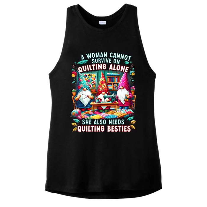 A Woman Cannot Survive On Quilting Alone She Also Needs Ladies Tri-Blend Wicking Tank