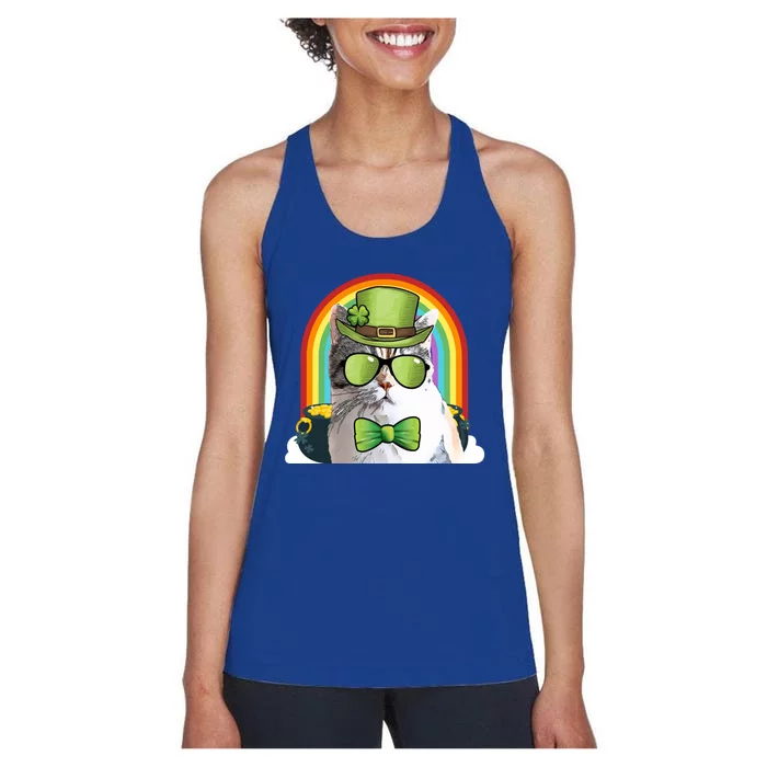 American Wirehair Cat Leprechaun Funny St Patricks Day Gift Women's Racerback Tank