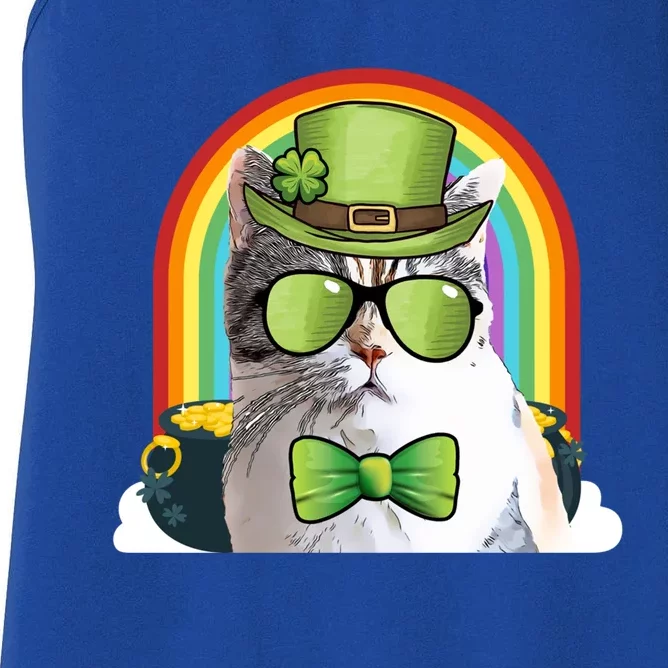 American Wirehair Cat Leprechaun Funny St Patricks Day Gift Women's Racerback Tank