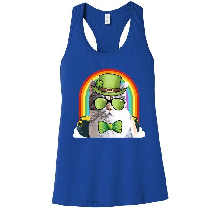 American Wirehair Cat Leprechaun Funny St Patricks Day Gift Women's Racerback Tank