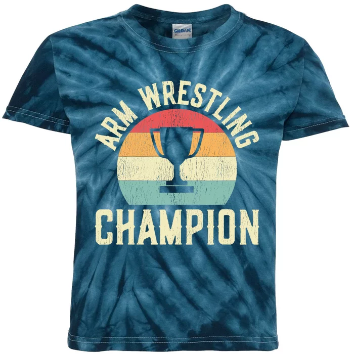 Arm Wrestling Champion Kids Tie-Dye T-Shirt