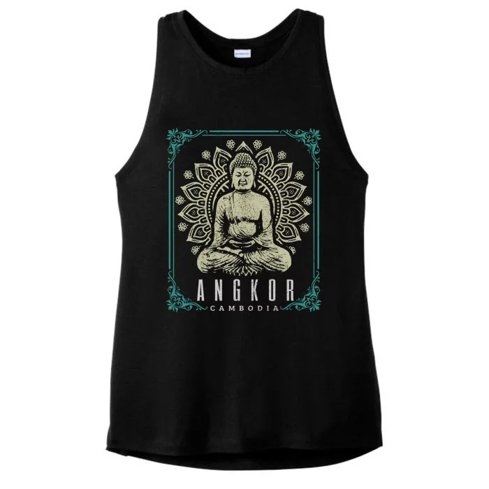 Angkor Wat Cambodia Buddha Temple Travel Souvenir Gift Meaningful Gift Ladies Tri-Blend Wicking Tank