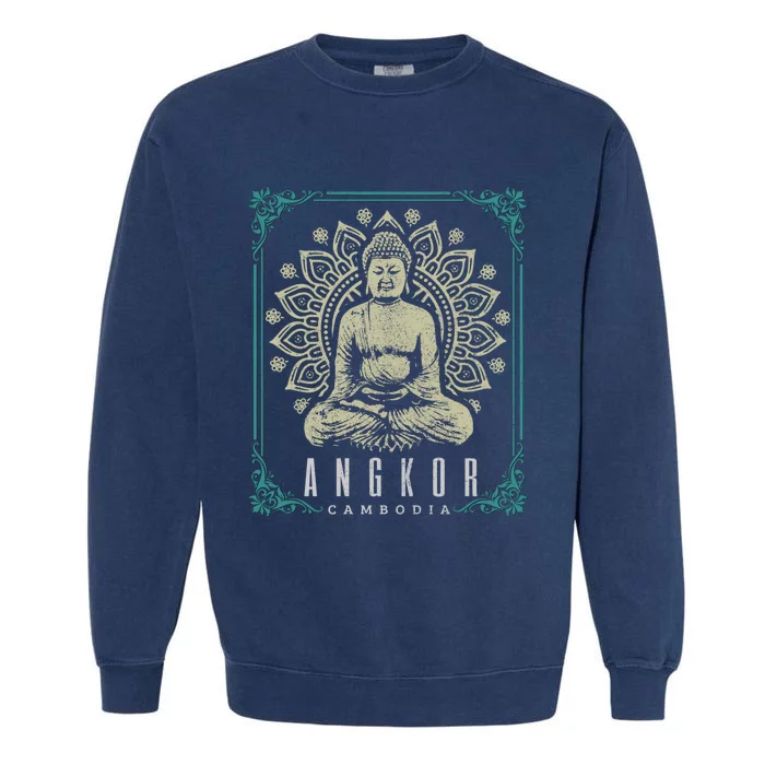 Angkor Wat Cambodia Buddha Temple Travel Souvenir Gift Meaningful Gift Garment-Dyed Sweatshirt