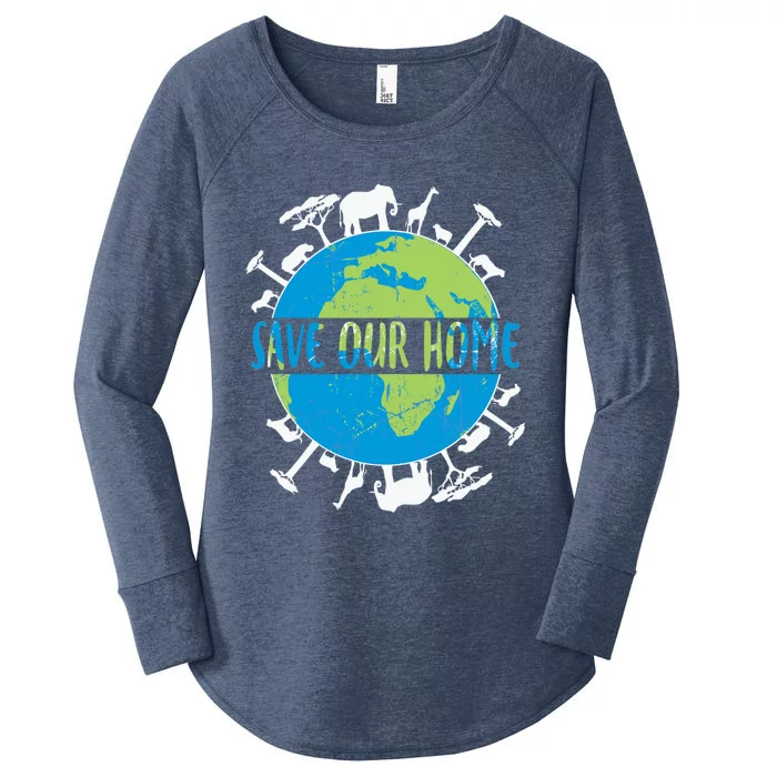 Animals Wildlife Conservation Save Our Home Earth Day Gift Women's Perfect Tri Tunic Long Sleeve Shirt