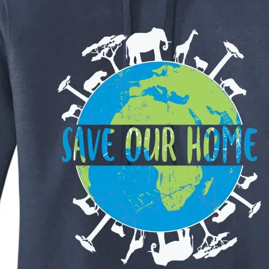 Animals Wildlife Conservation Save Our Home Earth Day Gift Women's Pullover Hoodie