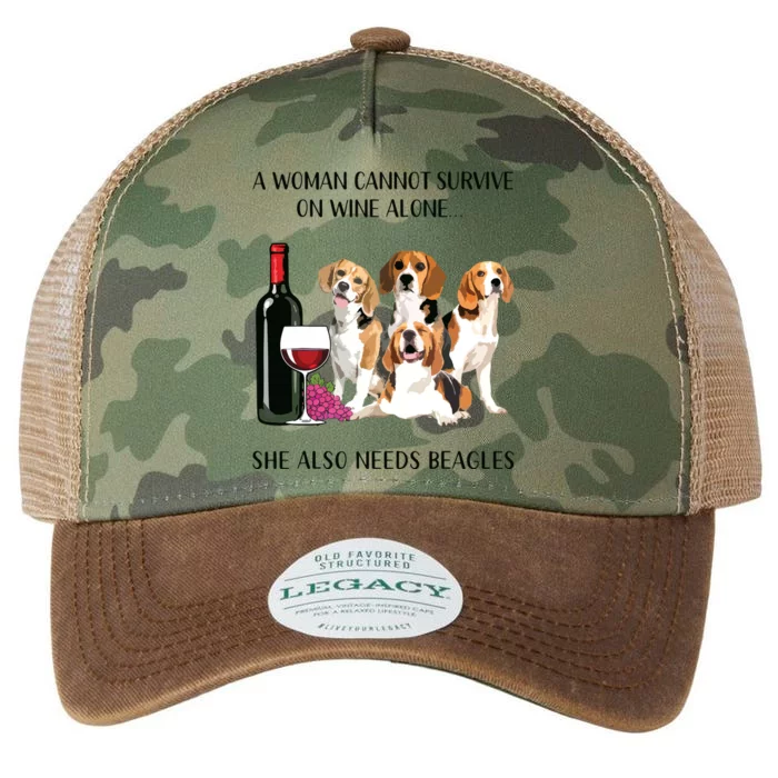 A Woman Cannot Survive On Wine Alone Beagle Lovers Legacy Tie Dye Trucker Hat