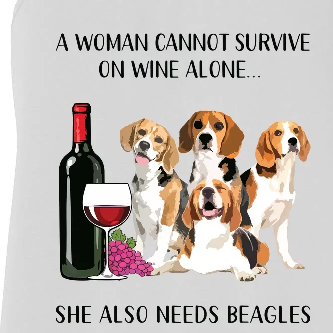 A Woman Cannot Survive On Wine Alone Beagle Lovers Women's Racerback Tank