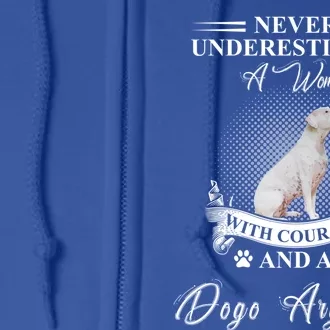 A With Courage And A Dogo Argentino Gift Full Zip Hoodie