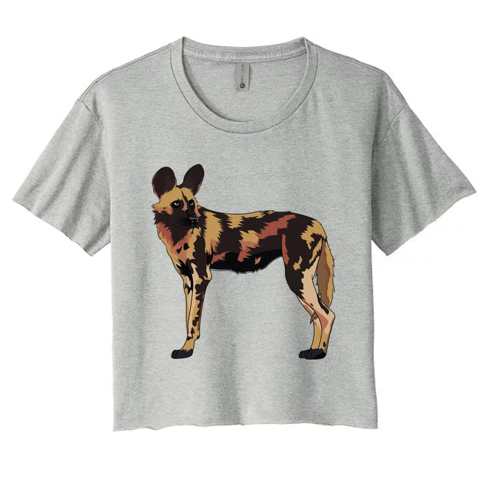 African Wild Dog Hunting Endangered Gift Gift Women's Crop Top Tee