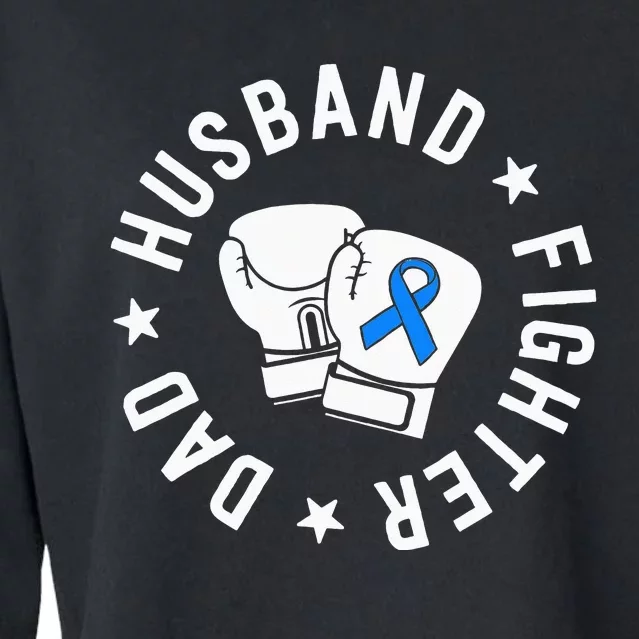 ALS Warrior Dad Husband Father Blue Ribbon Awareness Cropped Pullover Crew