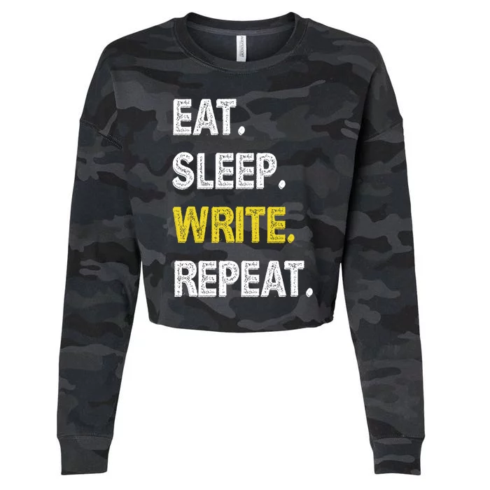 Autor Writer Eat Sleep Write Repeat Journalist Gift Cropped Pullover Crew