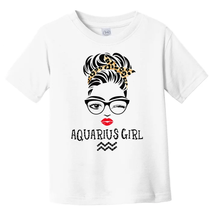 Aquarius Wink Eye Woman Face Wink Eyes Lady Birthday Toddler T-Shirt