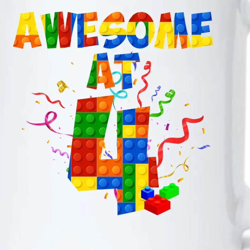 Awesome At 4 Cute Birthday Building Blocks Black Color Changing Mug