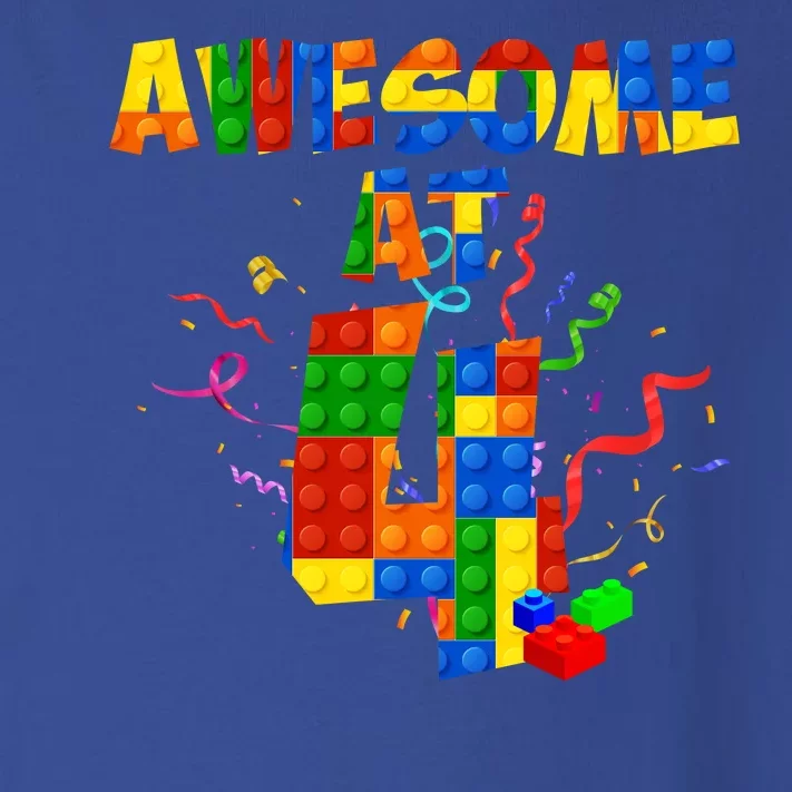 Awesome At 4 Cute Birthday Building Blocks Toddler Long Sleeve Shirt