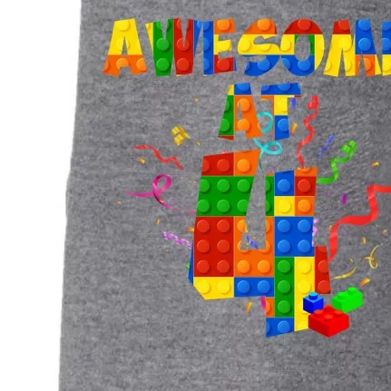 Awesome At 4 Cute Birthday Building Blocks Doggie 3-End Fleece Hoodie