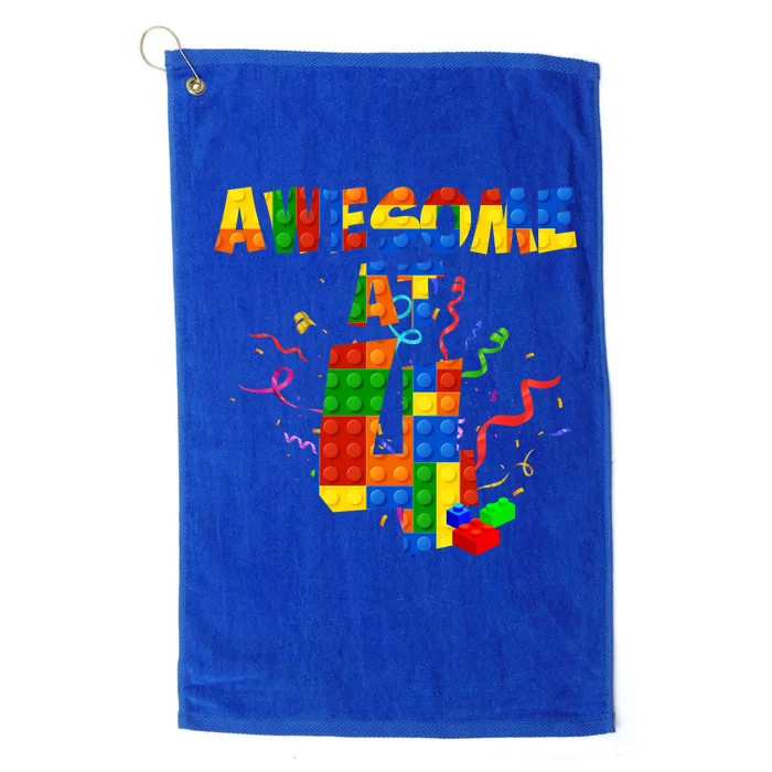 Awesome At 4 Cute Birthday Building Blocks Platinum Collection Golf Towel