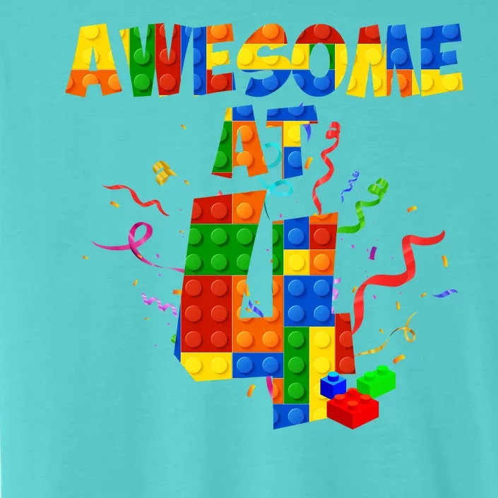 Awesome At 4 Cute Birthday Building Blocks ChromaSoft Performance T-Shirt