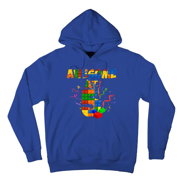 Awesome At 5 Cute Birthday Building Blocks Hoodie