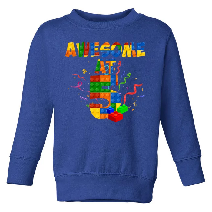 Awesome At 5 Cute Birthday Building Blocks Toddler Sweatshirt