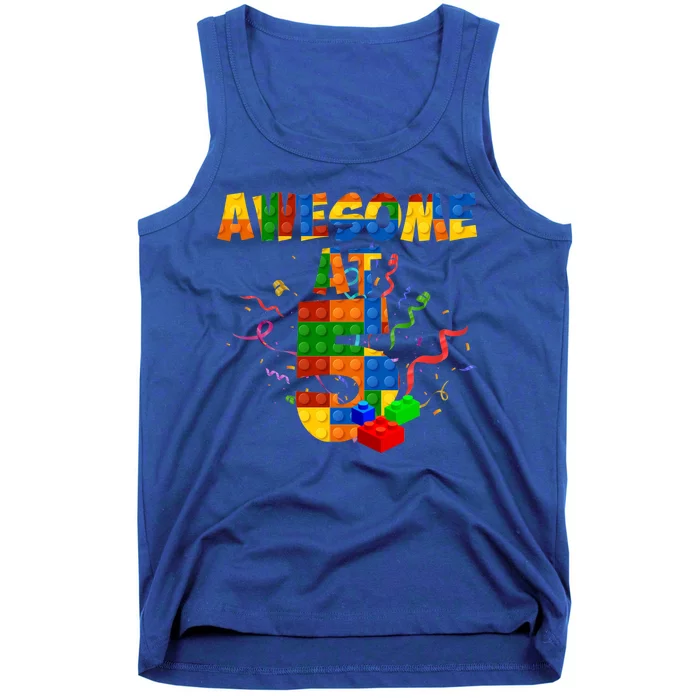 Awesome At 5 Cute Birthday Building Blocks Tank Top