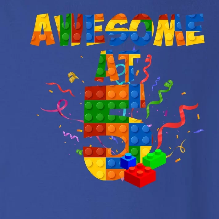 Awesome At 5 Cute Birthday Building Blocks Toddler Long Sleeve Shirt