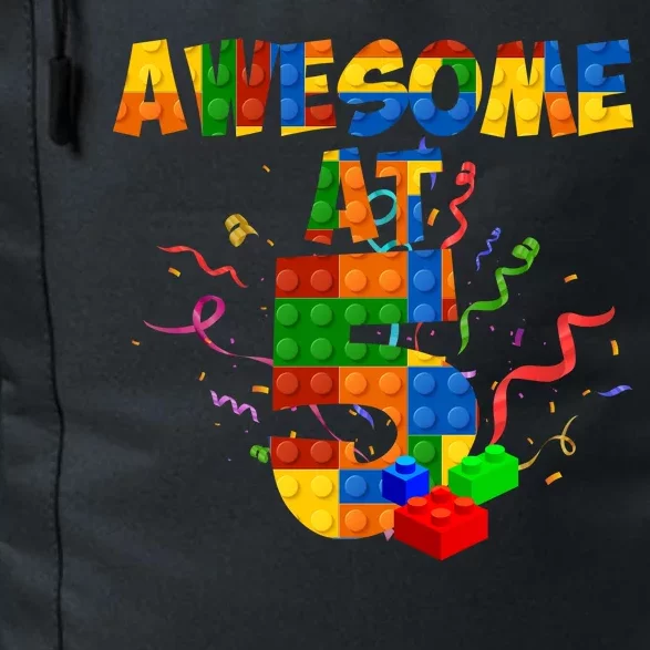 Awesome At 5 Cute Birthday Building Blocks Daily Commute Backpack