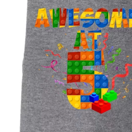 Awesome At 5 Cute Birthday Building Blocks Doggie 3-End Fleece Hoodie