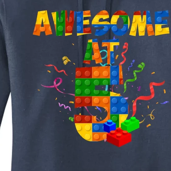 Awesome At 5 Cute Birthday Building Blocks Women's Pullover Hoodie