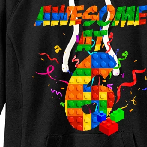 Awesome At 6 Cute Birthday Building Blocks Women's Fleece Hoodie