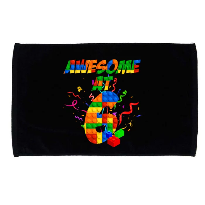 Awesome At 6 Cute Birthday Building Blocks Microfiber Hand Towel