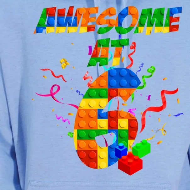 Awesome At 6 Cute Birthday Building Blocks Unisex Surf Hoodie