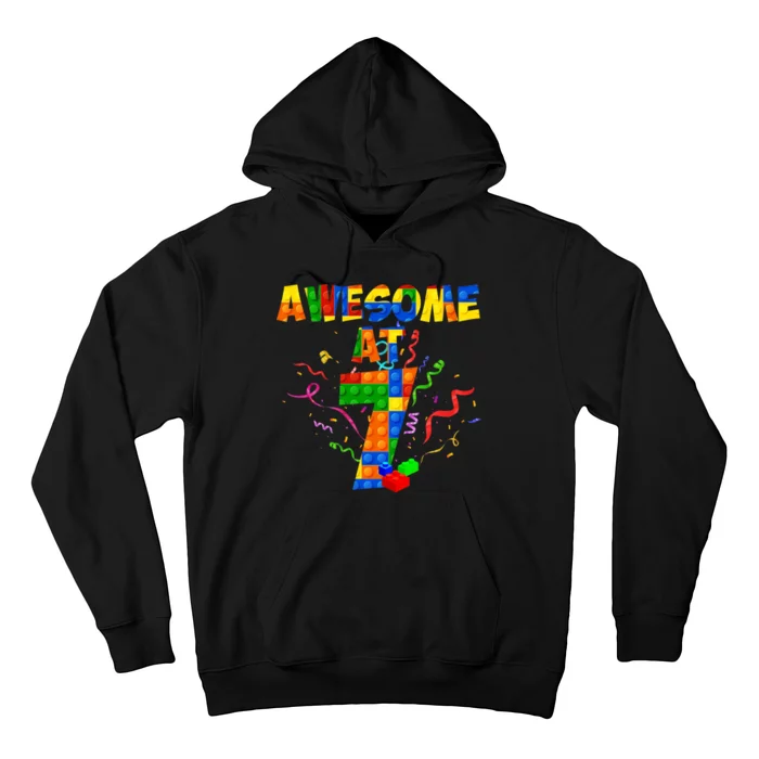 Awesome At 7 Cute Birthday Building Blocks Hoodie