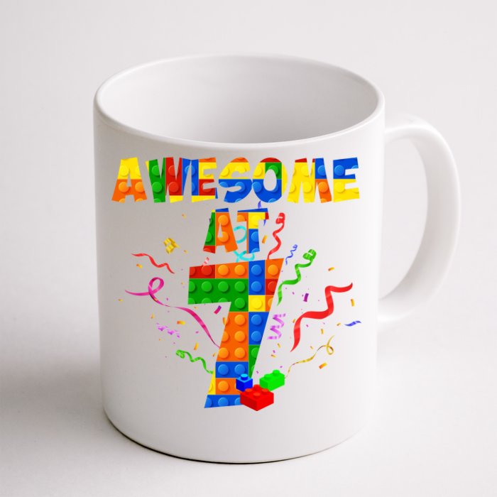 Awesome At 7 Cute Birthday Building Blocks Front & Back Coffee Mug