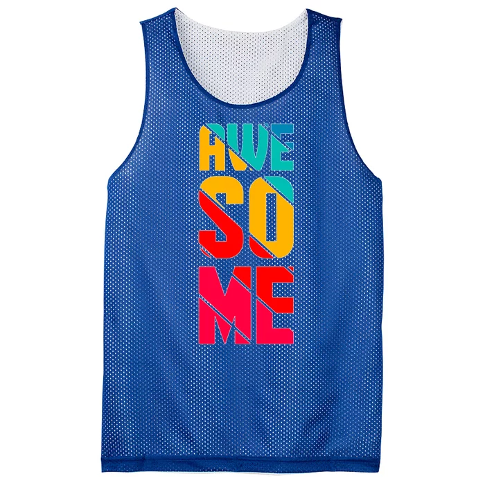 Awesome Broken Letters Mesh Reversible Basketball Jersey Tank